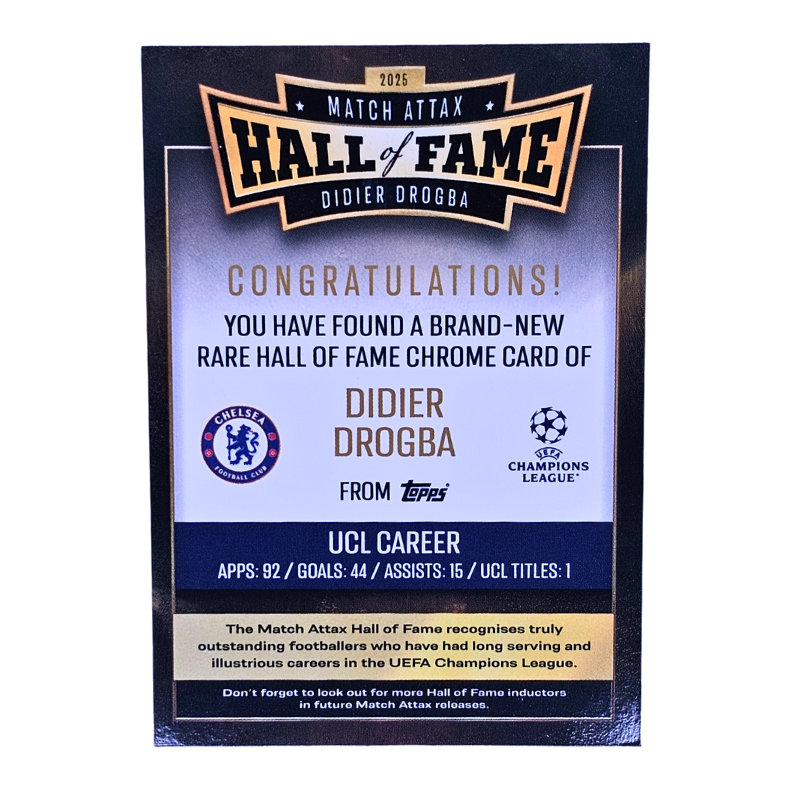 Didier Drogba Match Attax Hall of Fame Chelsea HOF 2 | Inglés