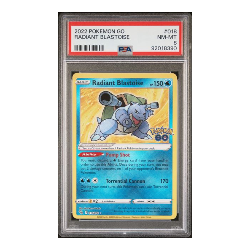 2022 POKEMON GO #018 RADIANT BLASTOISE | PSA 8 | Inglés - Una Carta Más